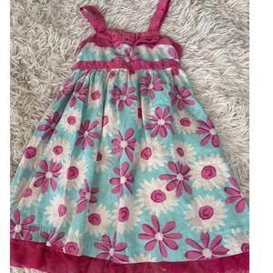 Penelope Mack Girls Floral Daisy Dress Aqua Pink Tulle Size 4